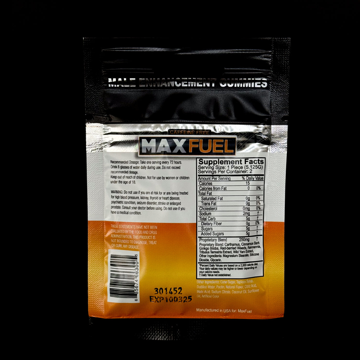 MAX FUEL MALE ENHANCEMENT GUMMIES - CAFFEINE FREE